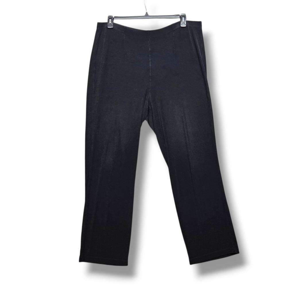 Chicos Travelers Straight Leg Pants Womens XL 3 Black Pull On Jersey